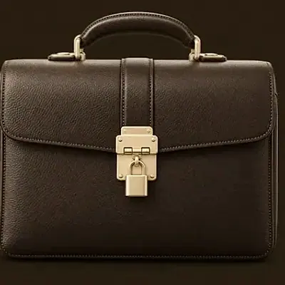 Locked leather briefcase — Shambala